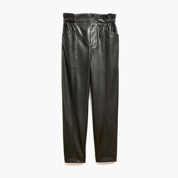Vegan Leather Pull-On Paperbag Pants - Picture 5 of 16